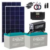 Mini Bağ Evi Solar Paketi 1200W İnverter 250W Güneş Paneli 2 X 100Ah Jel Akü