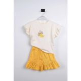 Mini Bambi Kız Çocuk Bananas Dokuma Şortlu Alt-Üst Takım Sarı - 2 - 4 Yaş