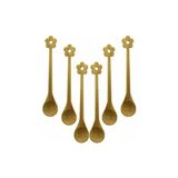 Mini Bambu Ahşap Kaşık Seti, Çiçek Desenli, 14.5 Cm, 6 Adet - 0,5 x 7 cm