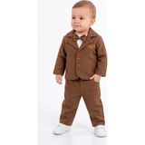 Mini Baray Cep Kapaklı Erkek Yağmurluk Takım 3 Lü Takım (9-12-18 Ay) - 12 Ay - Kahverengi