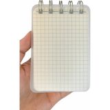 Mini Boy 7,4X10,5 cm Spiralli Telli Kareli El Not Defteri 100 Yaprak Şeffaf Sert Kapaklı A7 Defter - Krem