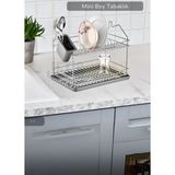 Mini Boy Bulaşıklık Tezgah Üstü Tabaklık Bpa Free Bulaşık Sepeti Krom 23X33X25 - Gri
