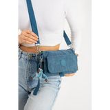 Mini Boy Kadın Postacı Omuz Çantası Çapraz Askılı Hafif Su Itici Kumaş 20*15 cm Çok Cepli - 20 x 15 cm - Mavi