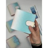 Mini Boy Mavi Beyaz Tonları Mıknatıslı Pu Deri Kapaklı Sürdürülebilir Ajanda/ Planner/ Binder Defter – 160 Sayfa (Çizgili, Değiştirilebilir Sayfa)