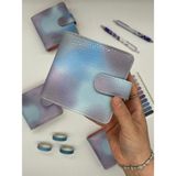 Mini Boy Mavi Mor Tonları Mıknatıslı Pu Deri Kapaklı Sürdürülebilir Ajanda/ Planner/ Binder Defter – 160 Sayfa (Çizgisiz, Değiştirilebilir Sayfa)