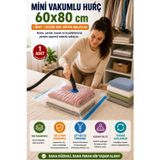 Mini Boy Vakumlu Hurç 60X80 Cm 1 Adet Vakum Poşeti Çift Kilitli Saklama Torbası Şeffaf Düzenleyici