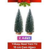 Mini Çam Masaüstü Minyatür Dekorasyon Küçük Süs Kar Yeni Yıl Noel Yapay Sedir Ağacı 15cm 2 Adet