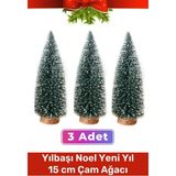 Mini Çam Masaüstü Minyatür Dekorasyon Küçük Süs Kar Yeni Yıl Noel Yapay Sedir Ağacı 15cm 3 Adet