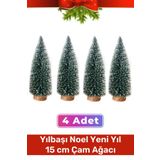 Mini Çam Masaüstü Minyatür Dekorasyon Küçük Süs Kar Yeni Yıl Noel Yapay Sedir Ağacı 15cm 4 Adet