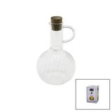 Mini Cam Yağdanlık Çizgili Desen 300Ml Ahşap Bambu Mantar Tıpa (4915)