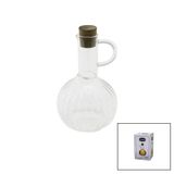 MİNİ CAM YAĞDANLIK ÇİZGİLİ DESEN 300ML AHŞAP BAMBU MANTAR TIPA (5264)