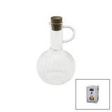 MİNİ CAM YAĞDANLIK ÇİZGİLİ DESEN 300ML AHŞAP BAMBU MANTAR TIPA (5680)