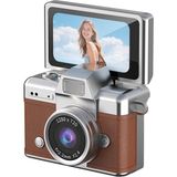 Mini Ccd Dijital Kamera Çevirmeli Ekranlı, Taşınabilir Fotoğraf ve Video Kamerası, Boyuna Asılabilir Retro Vlog Kamera (Koyu Kahverengi) - Çok Renkli