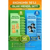 Mini Cep Islak Mendil 16'lı Ekonomik Paket | Aloe Veralı | Alkol İçermez | Yumuşak Dokulu | Taşınabilir