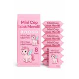 Mini Cep Islak Mendil 8'li Paket Aloe Veralı Alkol İçermez Yumuşak Dokulu Taşınabilir Pembe