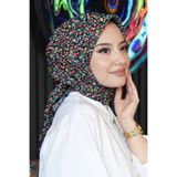 Mini Çiçek Desen Fuşya Soft Pamuk Eşarp