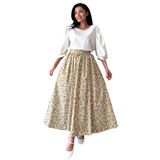 Mini Çiçekli Kloş Poplin Etek (Yeşil, S-M)