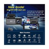 Mını Çift Lensli Wifi Gps Kamera - 4K Ön Kamera & 1080P Arka Kamera, Gece Görüşü, Modu, Geniş Açılı Lens, Döngüsel Kayıt, 128GB Sd Kart Desteği (Dahil Değildir) M6 - Option-1 - 001-Renkli