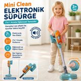 Mini Clean Elektronik Oyuncak Süpürge Sesli 2’Si 1 Arada Çocuk Süpürgesi Eğitici Evcilik Oyuncağı