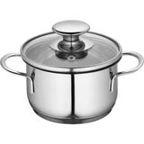 Mini Cook 12 cm Tencere, Cam Kapaklı Paslanmaz Çelik - Gri