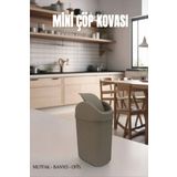 Mini Çöp Kovası, Mutfak, Banyo, Tuvalet, Ofis Çöp Kutusu Gri