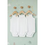 Mini Cotton Organik İp Askılı % 100 Pamuk Ribs Kumaş Basic Kız ve Erkek Bebek 3'lü Body Zıbın