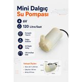 Mini Dalgıç Su Pompası 6V 120 Litre/saat