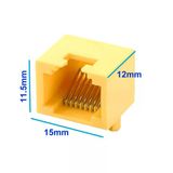Mini Dar 12Mm 8P8c Plastik Sarı Rj45 Soket Dişi Ethernet Bağlantı Soketi 8 Pin Pcb Montaj 90 Derece Dıp 1 Port