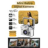 Mini Dijital Kamera Anahtarlık Kamera 1080P Ekranlı Flaşlı Selfie Video Vlog Kamerası - Gümüş