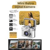 Mini Dijital Kamera Anahtarlık Kamera 1080P Ekranlı Flaşlı Selfie Video Vlog Kamerası - Gümüş