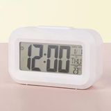 Mini Dijital Masa Saati Ve Çalar Saat – Lcd Ekranlı, Tarih Ve Sıcaklık Göstergeli Alarm Saati 9 × 4,5 Cm - Beyaz
