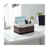 Mini Dikdörtgen Bambu Düzenleyici ve Saklama Sepeti – Gri Ahşap Banyo, Makyaj ve Ofis Organizeri, Kumaş Astarlı Dekoratif Kutu (20X15X10 Cm) - Option-1