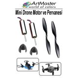 Mini Drone Motor Ve Pervanesi 2 Adet Dc Motor Yüksek Hızlı Çekirdeksiz Pervane Kanatı Helikopter Uçak Drone Deney Okul