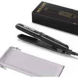 Mini Düz Demir, 1,8 cm Seramik Küçük Saç Düzleştirici, Kısa Saçlar Için Düz Ütüler, Hafif Bukleler ve Patlamalar, Taşınabilir Seyahat Mini Saç Düzleştirici, Çift Voltajlı (Siyah)