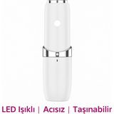 Mini Epilasyon Aleti – LED Destekli, Pilli, Yüz ve Vücut Tüy Temizleme Cihazı Unisex Epilatör - Beyaz