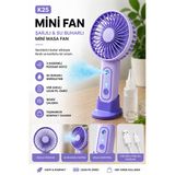 Mini Fan Vantilatör Şarjlı Su Buharlı Taşınabilir Masa Fanı Buharlı Serinletme, Ev Ofis Kamp Seyahat El Tipi Sulu Fan Telefon Tutucu Özellikl