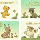 Mini-Grußkarten – Willkommen (Alben & Geschenke fürs Baby)