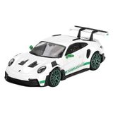MINI GT 911 (992) GT3 RS Beyaz Yeşil Çizgili ve Tekerlekler Carrera RS Paketine Haraç Sınırlı Üretim 1/64 Diecast Model Araba MGT00827
