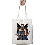 Mini Hunters Supernatural LEGO Sam Dean And Castiel Iki Tarafı Kalıcı Baskılı Yıkanabilir Çanta