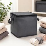 Mini Hurç Antrasit 25x25x25 cm Fermuarlı Katlanabilir Çorap Kazak Havlu Saklama Hurcu