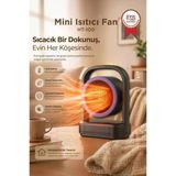 Mini Isıtıcı Fan Taşınabilir Sessiz Hızlı Isıtma 500W Kompakt Isıtıcı Torima HT100 Siyah