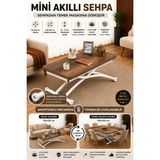 Mini Juppo Akıllı Sehpa Çalışma Masası Yer Sofrası Yemek Masası - BEYAZ DIŞ - BAROKKOYU