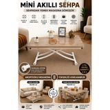 Mini Juppo Akıllı Sehpa Çalışma Masası Yer Sofrası Yemek Masası - BEYAZ İÇ - ANTİKLAYT