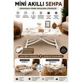 Mini Juppo Akıllı Sehpa Çalışma Masası Yer Sofrası Yemek Masası - BEYAZ İÇ - BEYAZMERMER