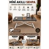 Mini Juppo Akıllı Sehpa Çalışma Masası Yer Sofrası Yemek Masası - BEYAZ İÇ - FREZELİANTRASİT