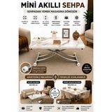 Mini Juppo Akıllı Sehpa Çalışma Masası Yer Sofrası Yemek Masası - KROM İÇ - BEYAZMERMER