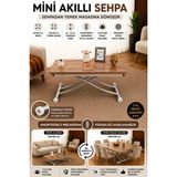 Mini Juppo Akıllı Sehpa Çalışma Masası Yer Sofrası Yemek Masası - KROM İÇ - CEVİZ