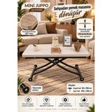 Mini Juppo Akıllı Sehpa Çalışma Masası Yer Sofrası Yemek Masası - SİYAH İÇ - LİZBON