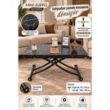 Mini Juppo Akıllı Sehpa Çalışma Masası Yer Sofrası Yemek Masası - SİYAH İÇ - SİYAHMERMER