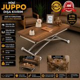 Mini Juppo Dışa K Akıllı Sehpa Üst Tabla Mdf Oval Köşe Alt Ayak Krom Kaplama - BAROK KOYU CEVİZ